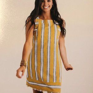 *Sold* Karlie Striped Linen Side Button Dress